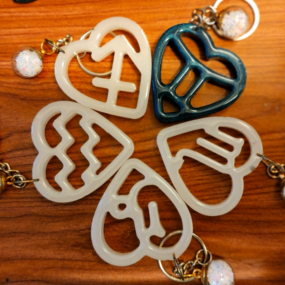 Zodiac heart keychains